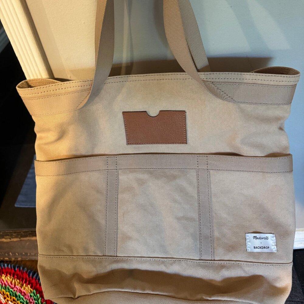 Madewell x Backdrop Canvas Tote Bag Crossbody Beige Utility Work Travel